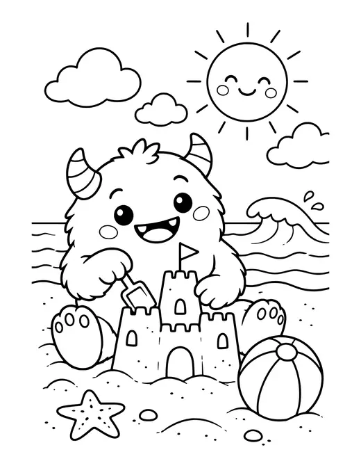 Monster at the Beach coloring page