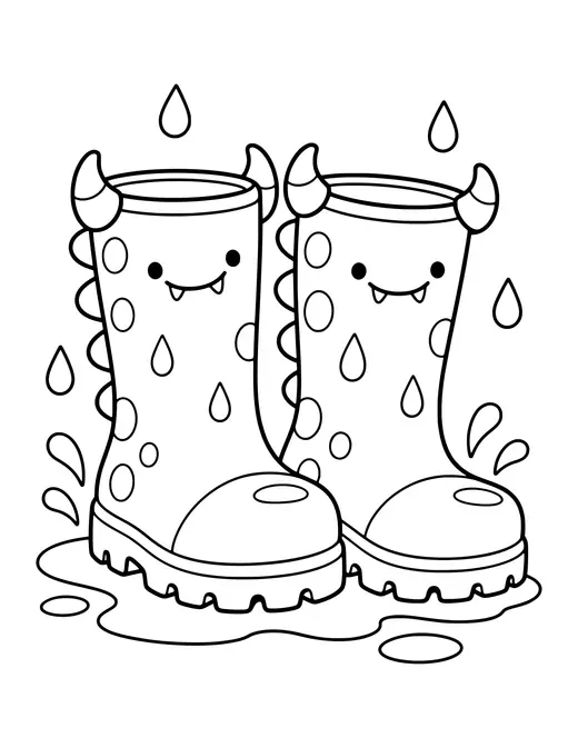 Monster Rain Boots coloring page