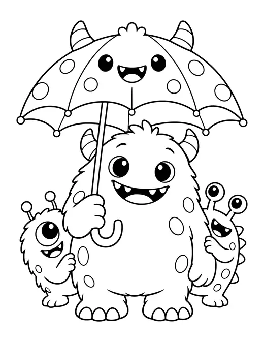 Monster Umbrella coloring page