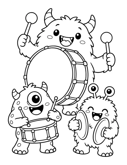 Monster Drum Band coloring page
