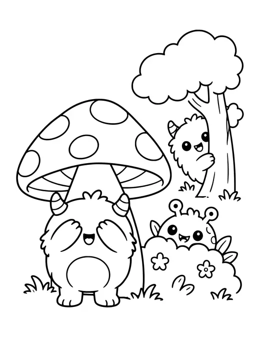 Monster Hide and Seek coloring page