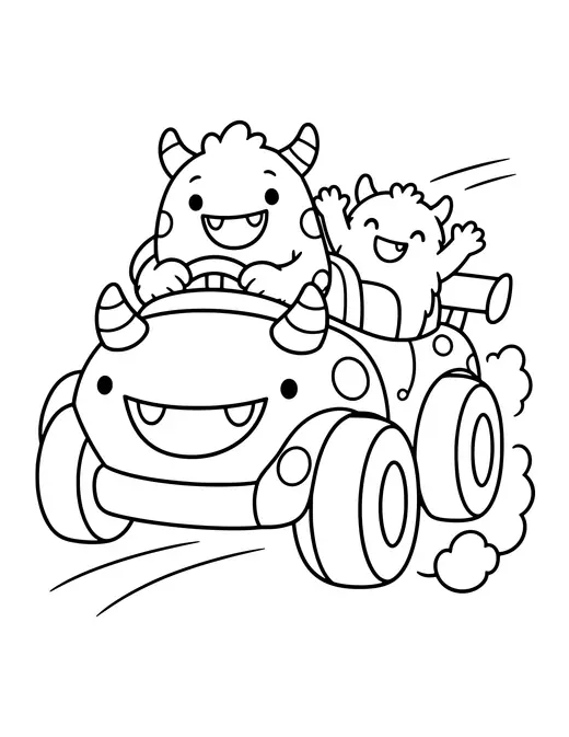 Monster Racing Car coloring page