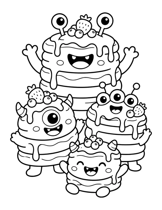 Monster Pancakes coloring page