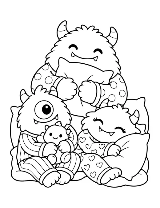 Monster Pajamas coloring page