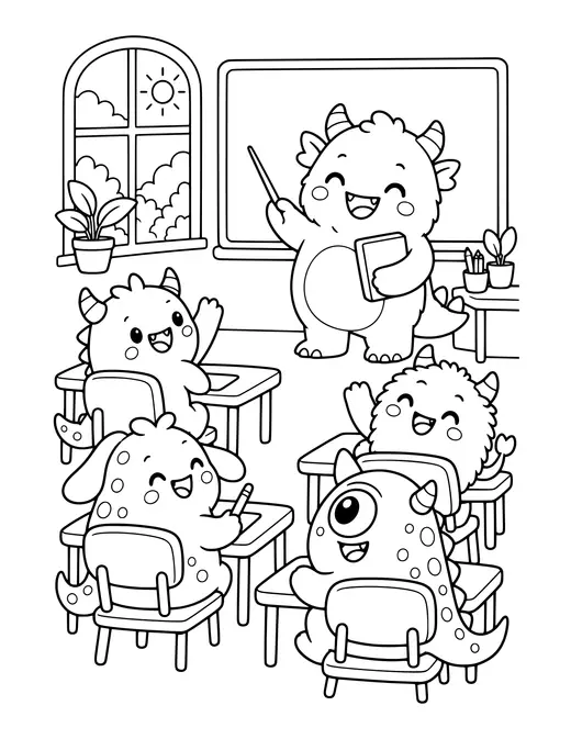 Monster Classroom coloring page