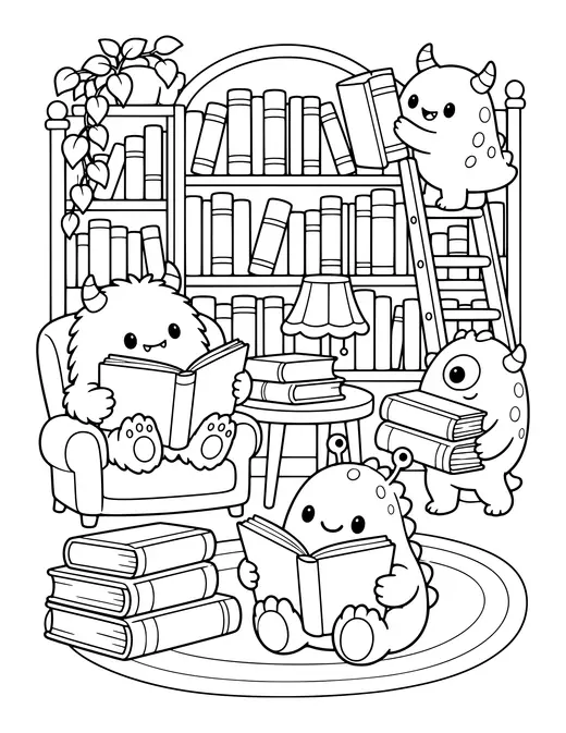 Monster Library coloring page