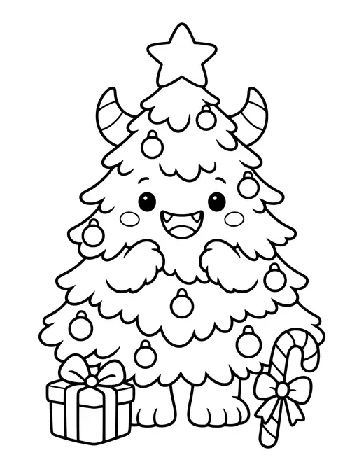 Monster Christmas Tree coloring page