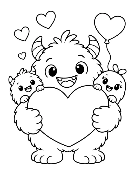 Monster Valentine coloring page