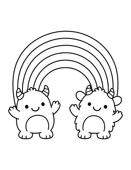 Monster Rainbow coloring page