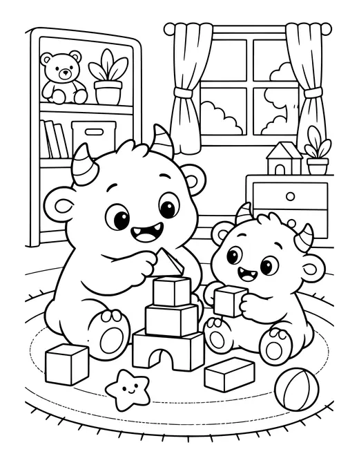 Monster Brothers coloring page