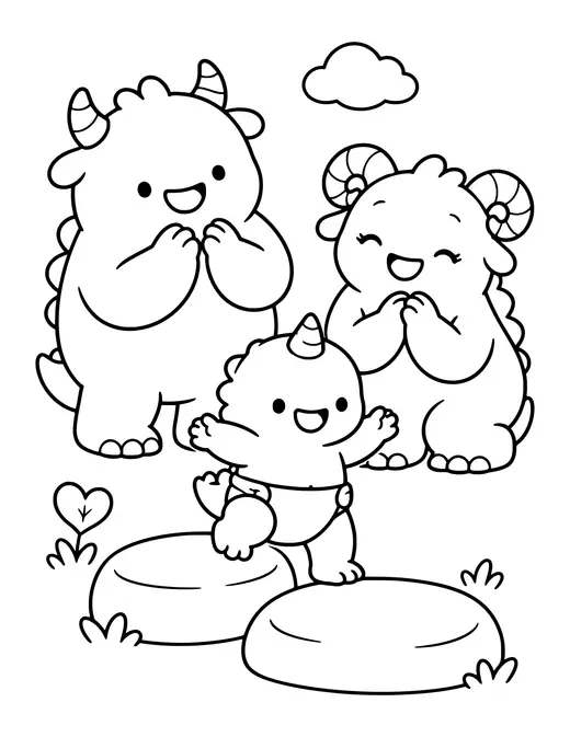 Monster Baby Steps coloring page