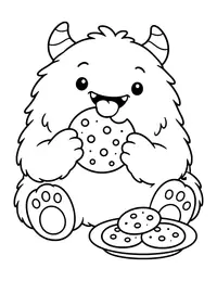 Monster Eating Cookies coloring page