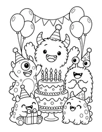 Monster Birthday Party coloring page