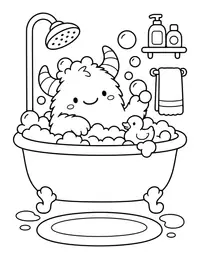 Monster in the Bath coloring page
