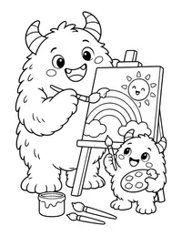 Monster Painting coloring page