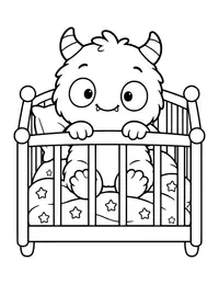 Baby Monster in a Crib coloring page