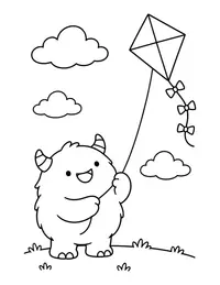 Monster Flying a Kite coloring page