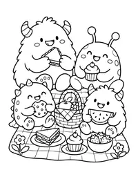 Monster Picnic coloring page