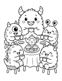 Monster Tea Time coloring page