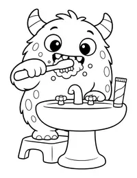Monster Toothbrush Time coloring page