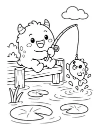 Monster Fishing coloring page
