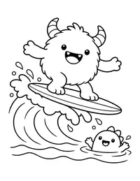 Monster Surfing coloring page