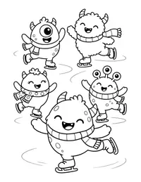 Monster Ice Skating coloring page