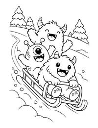 Monster Sledding coloring page