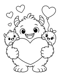 Monster Valentine coloring page