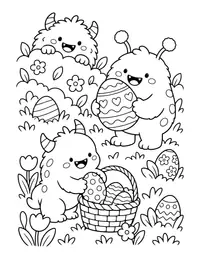 Monster Easter Egg Hunt coloring page