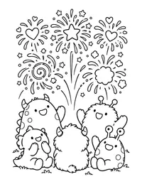 Monster Fireworks coloring page