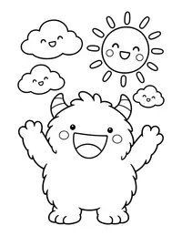 Monster Feelings Happy coloring page