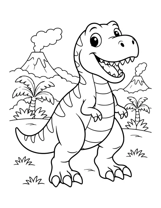 Friendly T-Rex coloring page