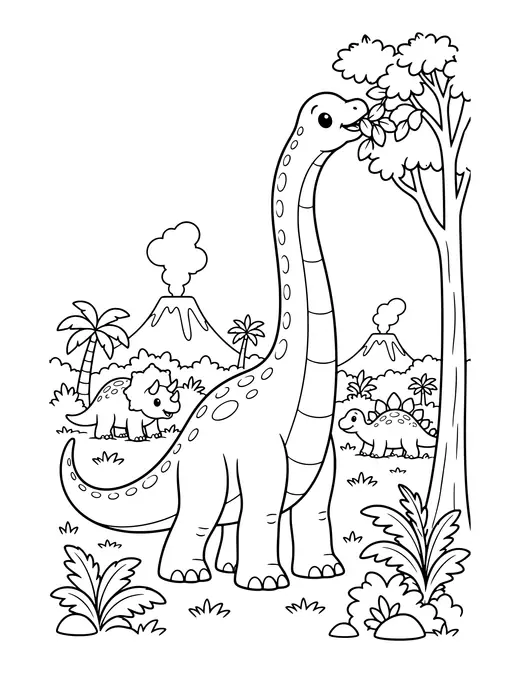 Brachiosaurus Reaching the Trees coloring page