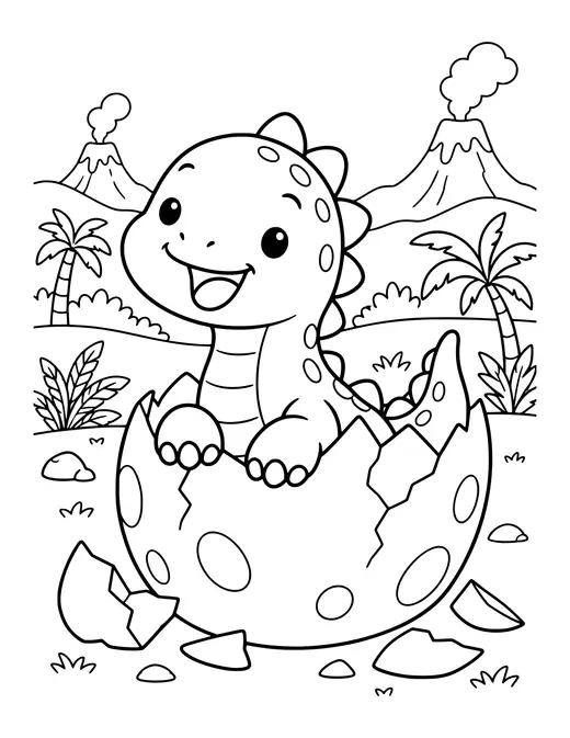 Baby Dino Hatching from an Egg coloring page