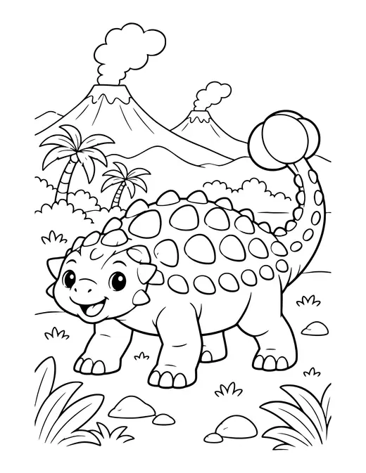 Ankylosaurus with a Club Tail coloring page