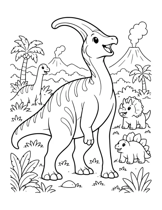 Parasaurolophus Calling coloring page