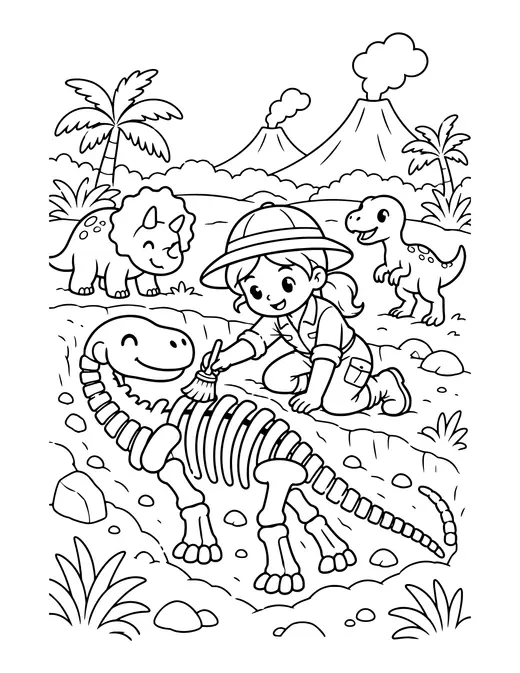 Paleontologist with a Brush coloring page