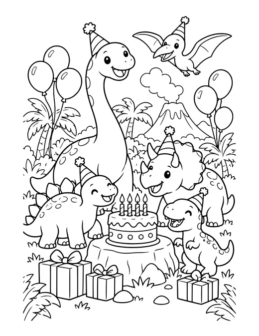 Dinosaur Birthday Party coloring page
