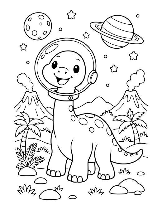 Dino in Space Helmet coloring page