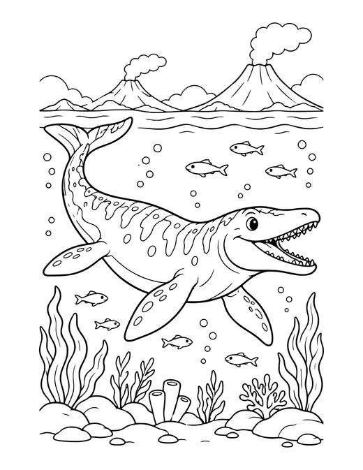 Mosasaurus in the Sea coloring page