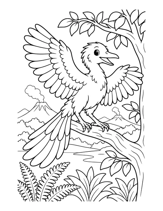 Archaeopteryx in a Tree coloring page