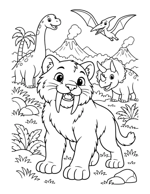 Saber-Toothed Cat coloring page