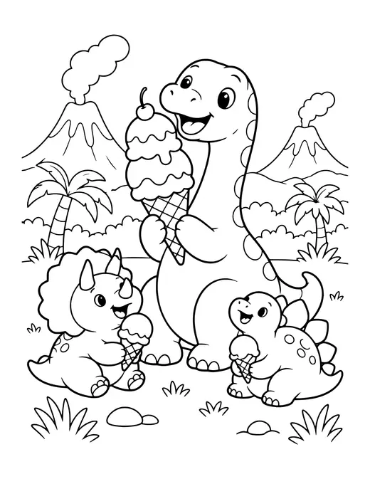 Dino Ice Cream coloring page