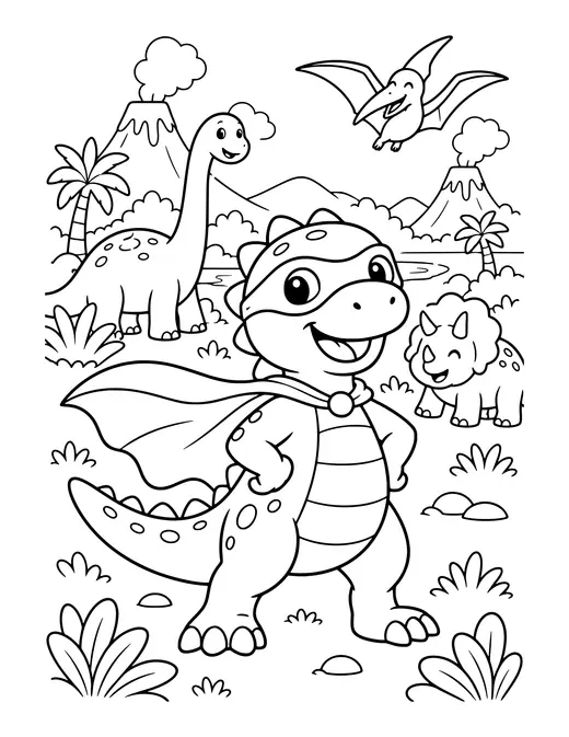 Dino Superhero coloring page