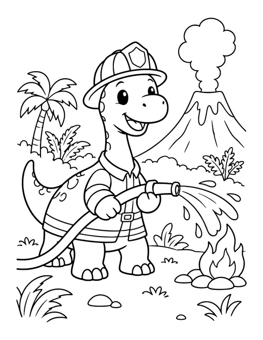Dino Firefighter coloring page