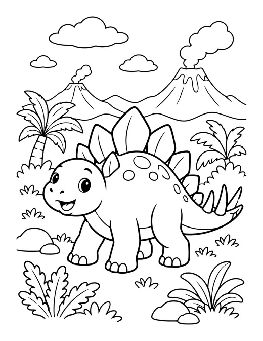 Baby Stegosaurus coloring page