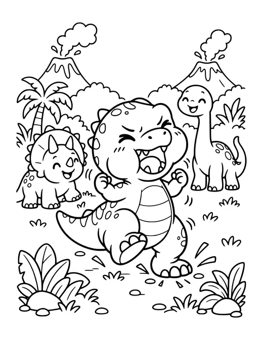 Baby T-Rex Tantrum coloring page