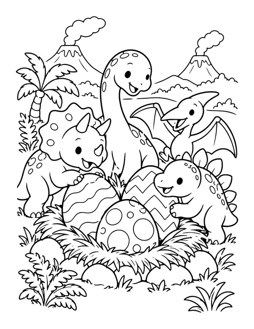 Dino Egg Collection coloring page