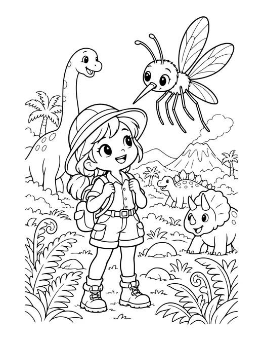 Amber with a Mosquito coloring page
